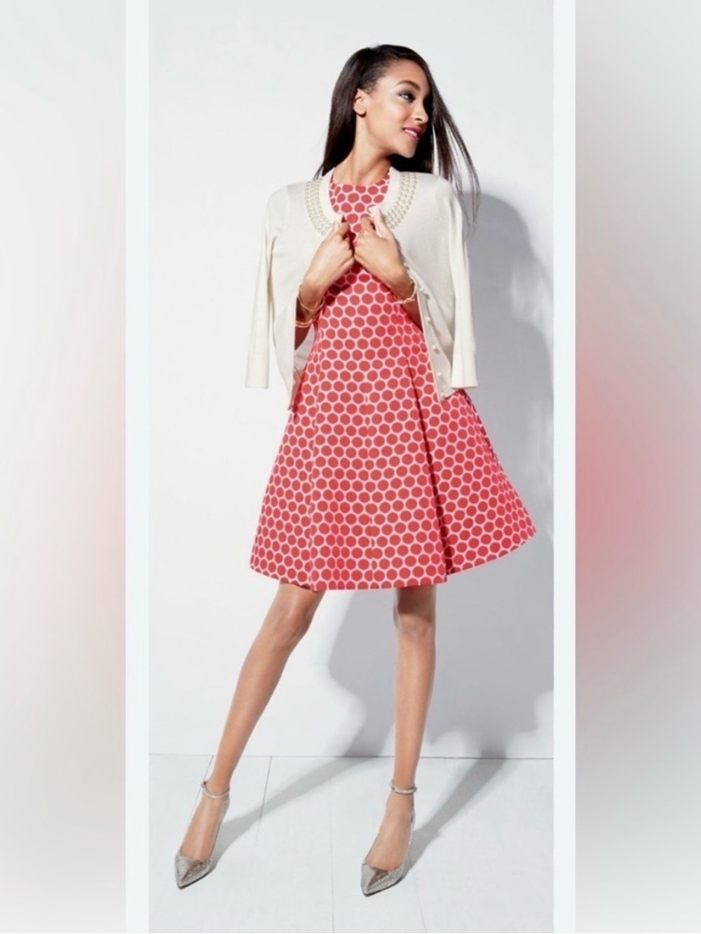 Kate Spade 'cory' dot jacquard fit & flaredress SZ 8